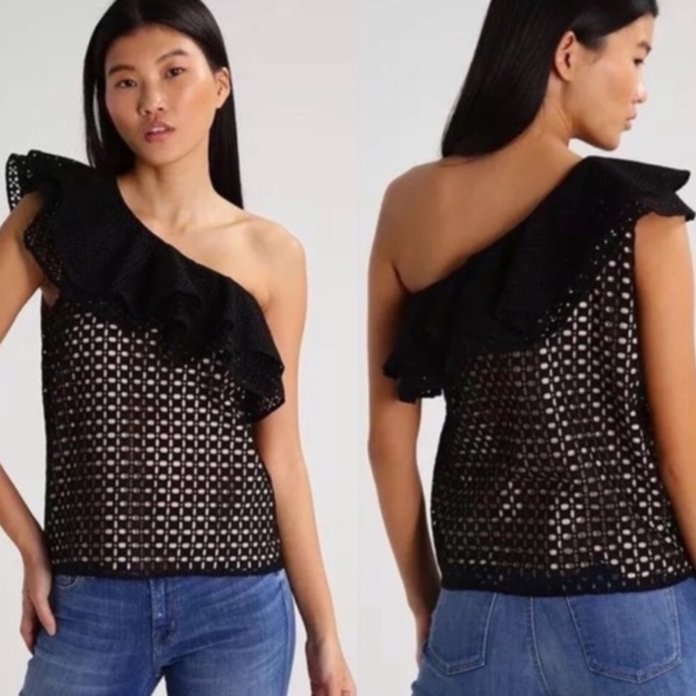 J. Crew | One Shoulder Ruffle Sleeve Top